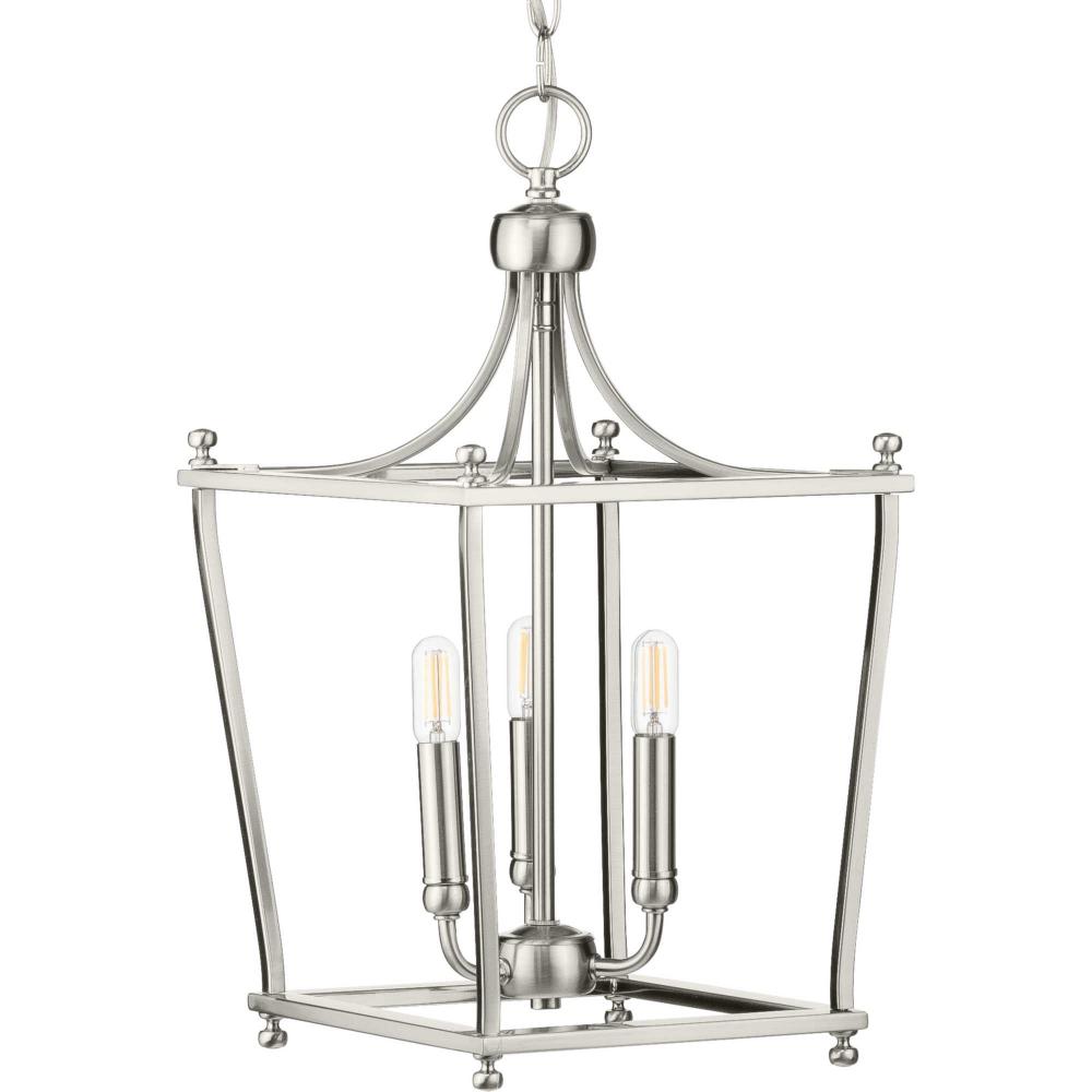 Brushed Nickel Three-Light Foyer