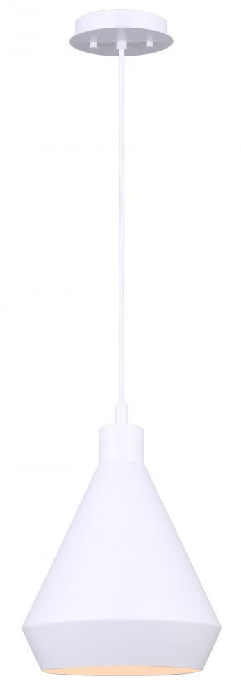 BYCK, IPL1020A01WH, MWH Color, 1 Lt Pendant, 60W Type A, 9" W x 13.5 - 61.5" H